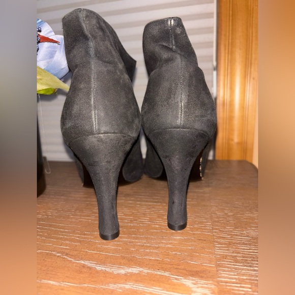 St. John Black Ankle Boots with Gold Accent - Picture 13 of 15